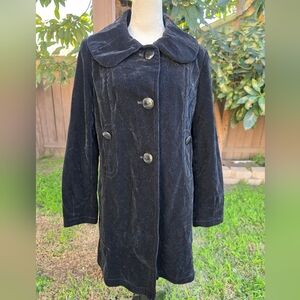 Gallery Vintage Black Velvet Women's Pea Coat Size Large